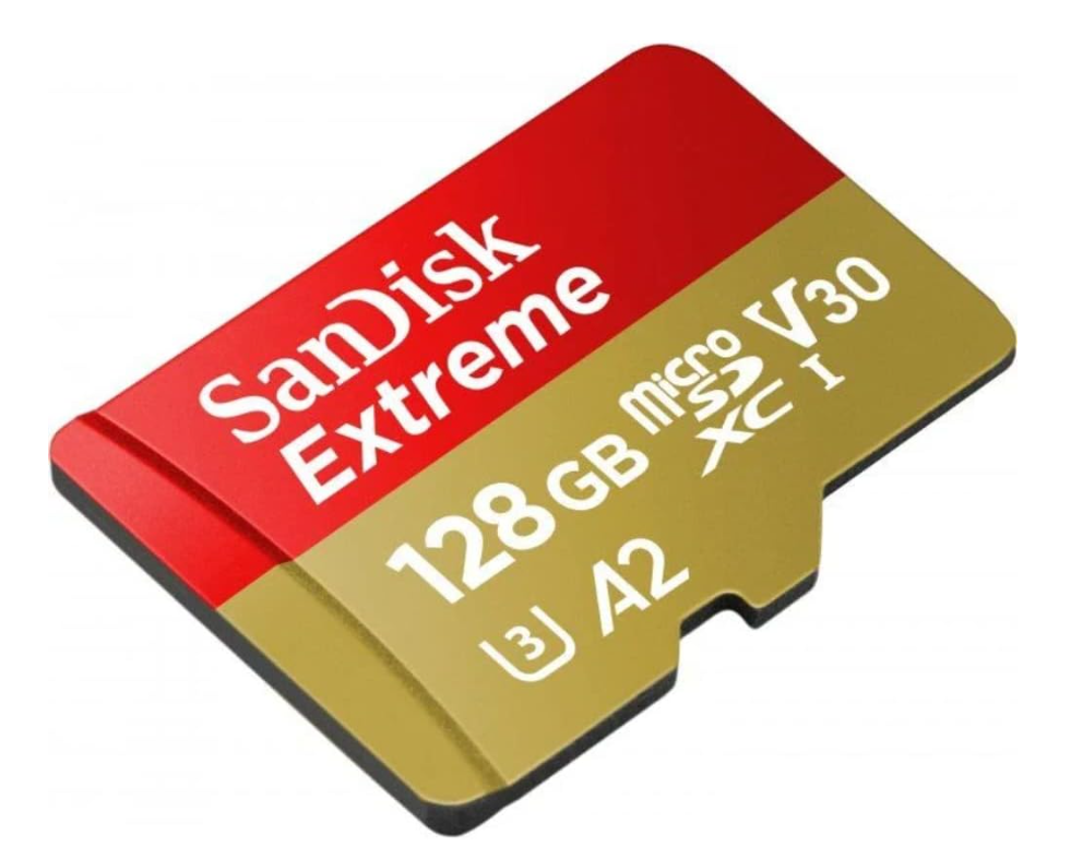 SanDisk 128GB Extreme microSD UHS I Card for 4K Video on Smartphones, Action Cams & Drones 190MB/s Read, 90MB/s Write SDSQXAA 128G GN6MN, Red/Gold